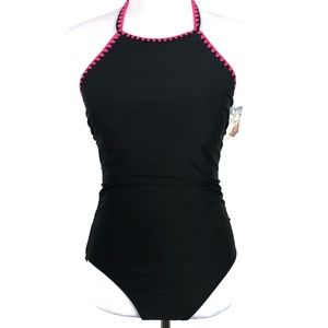 Seekers Australia One Piece Swimsuit Black Pink